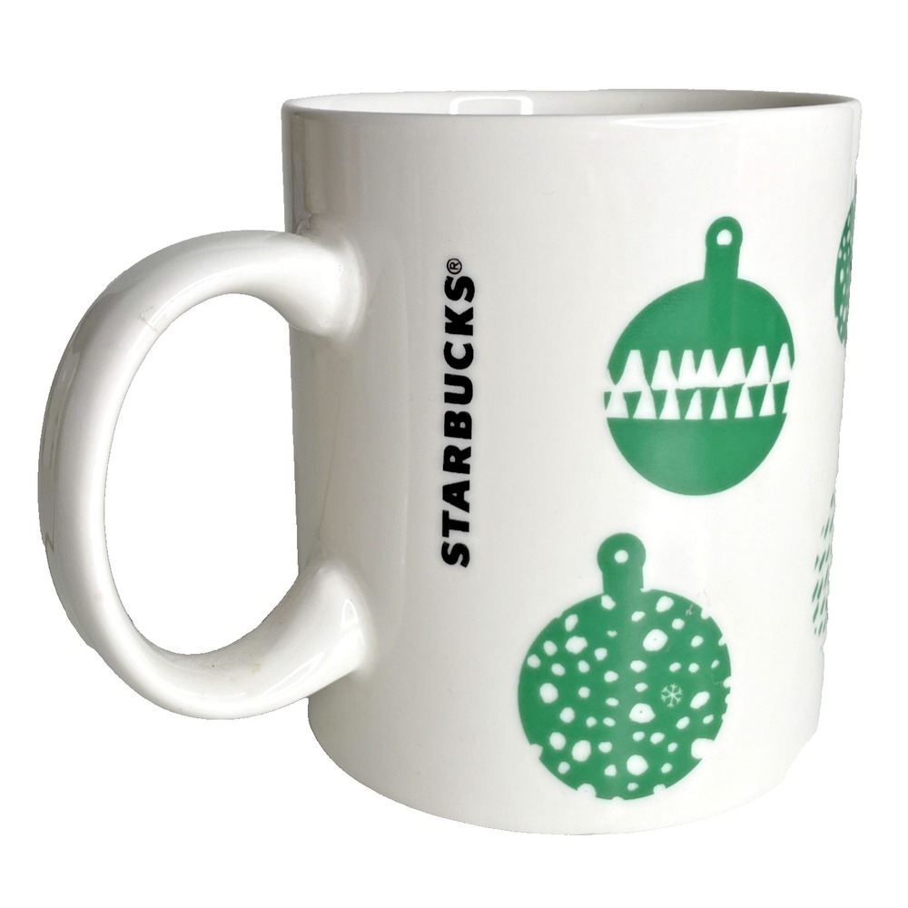Starbucks Christmas Mugs 2016 Holiday Ornaments Tea Coffee Cup 12 Oz White Green